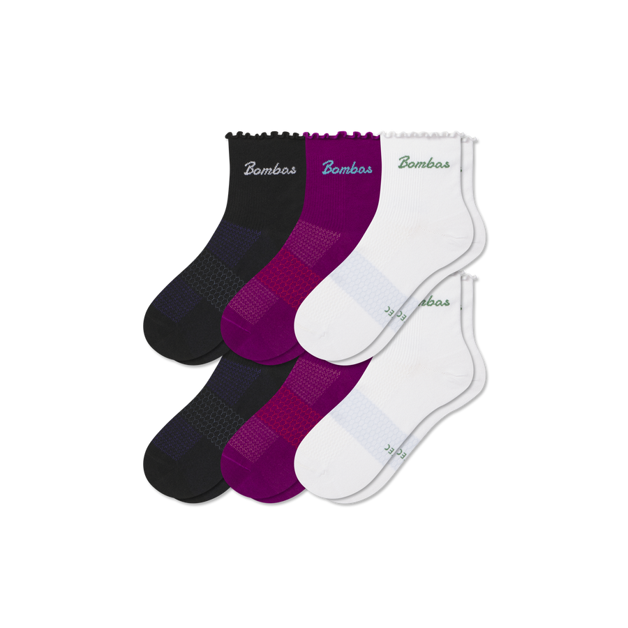 Women’s UltraLite Ruffle Sport Quarter Sock 6-Pack - Active Lounge Rotation