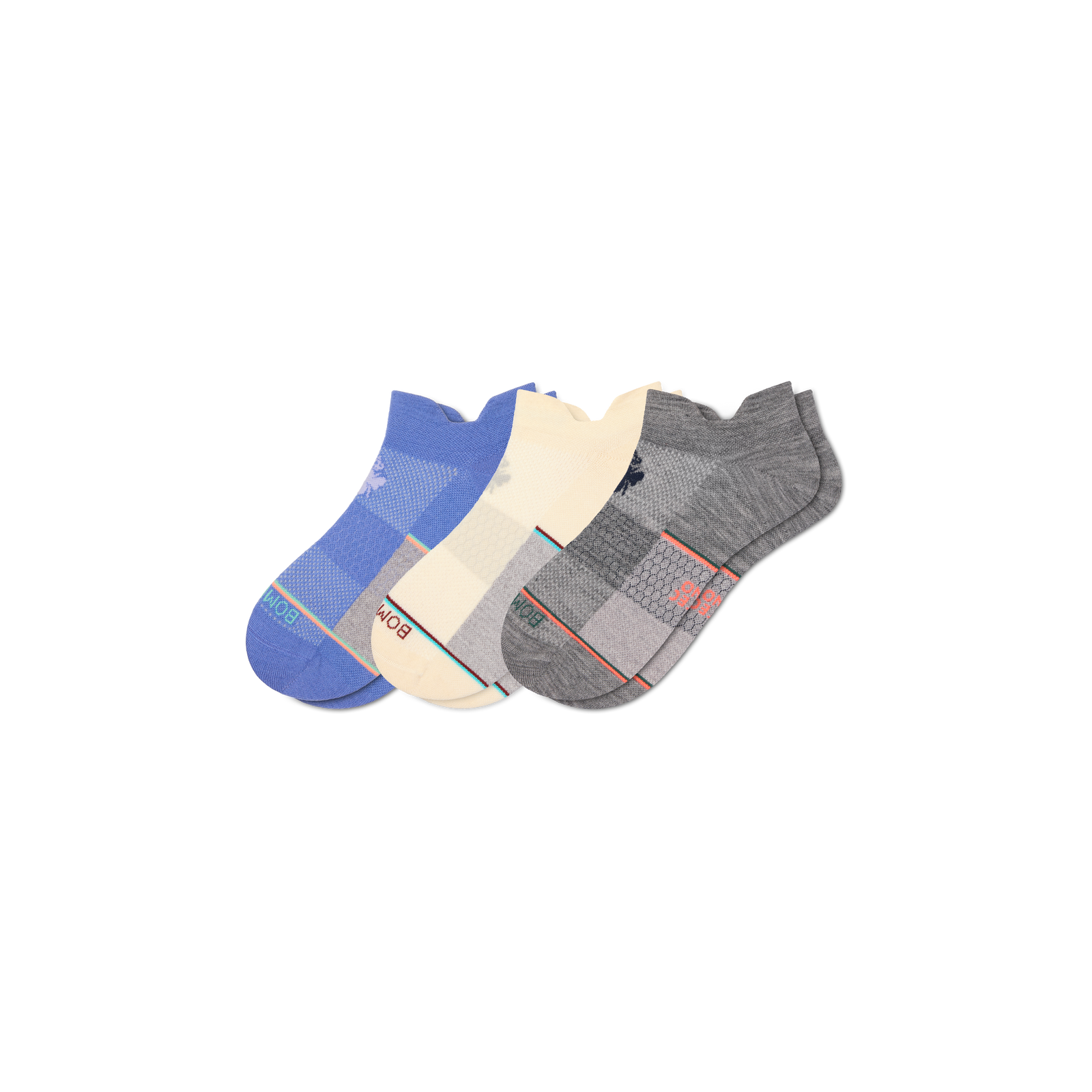 Women's UltraLite Sport Merino Wool Blend Ankle Sock 3-Pack - white hydrangea mix L