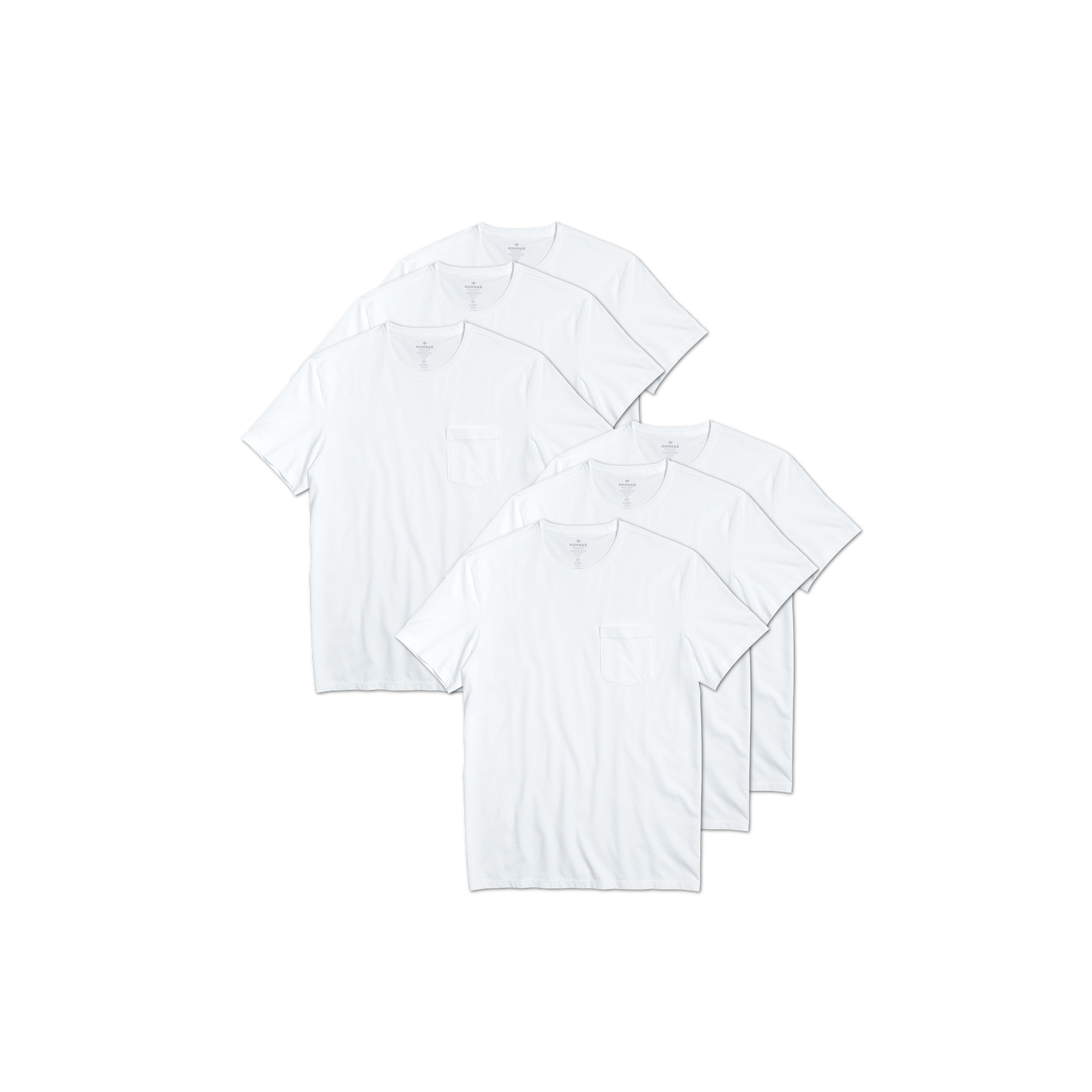 Men's Pima Cotton Pocket Crew Neck T-Shirt White 6-Pack L