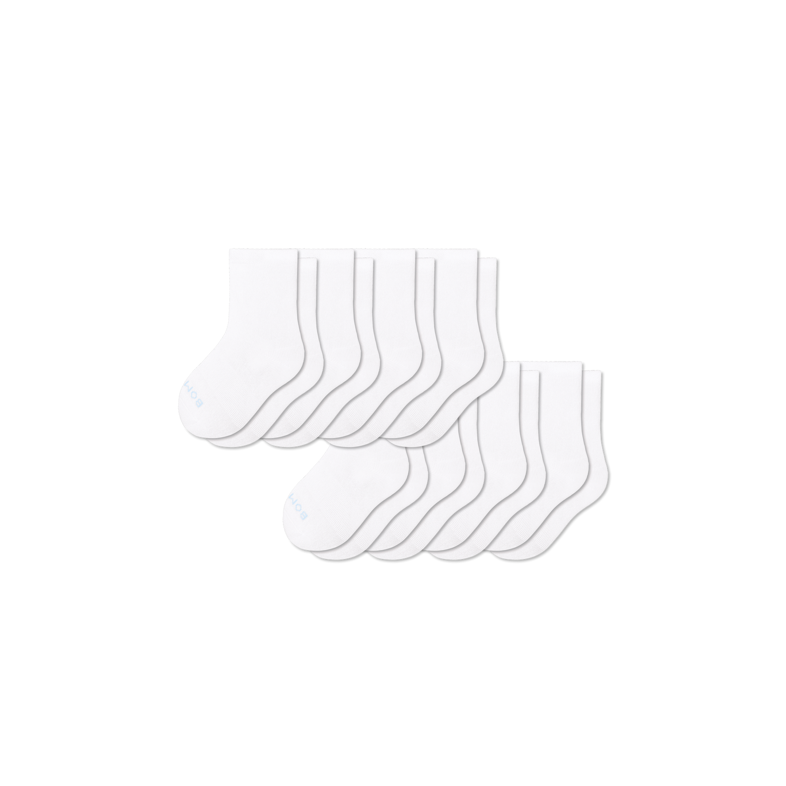 Junior Lightweight Calf Sock 8-Pack - White