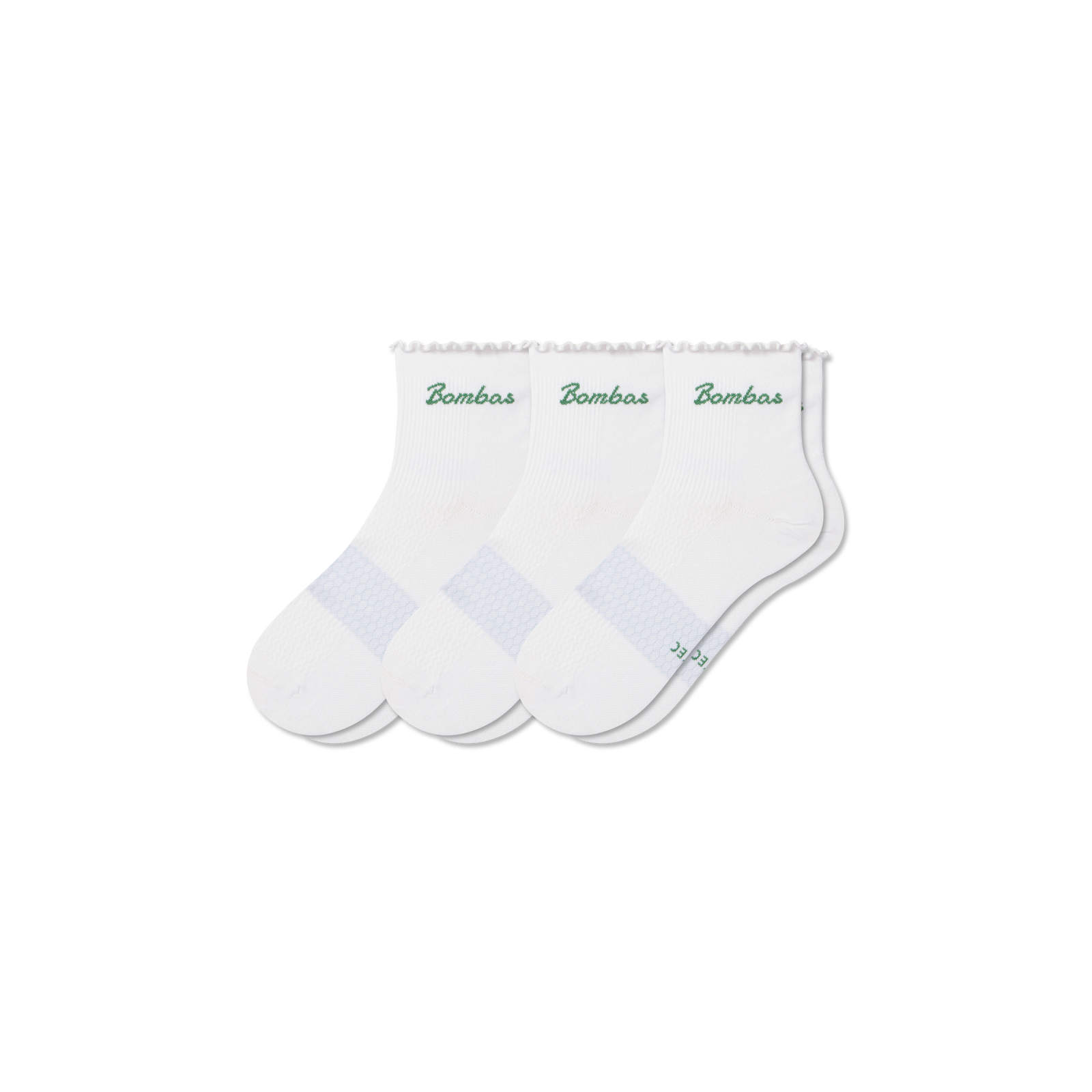 Women's Ruffle Athletic Quarter Sock 3-Pack - white mix L